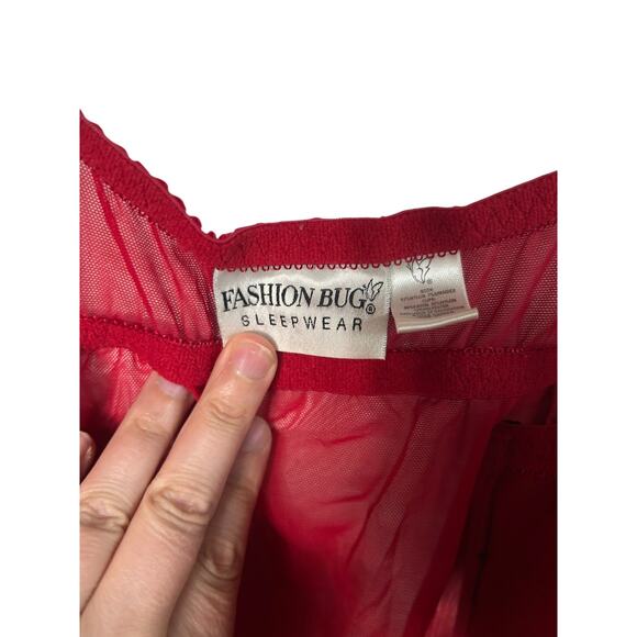 Y2K‎ Red Mesh Babydoll Nightie Lingerie 2X Coquette Romantic Goth Vintage - Picture 5 of 7